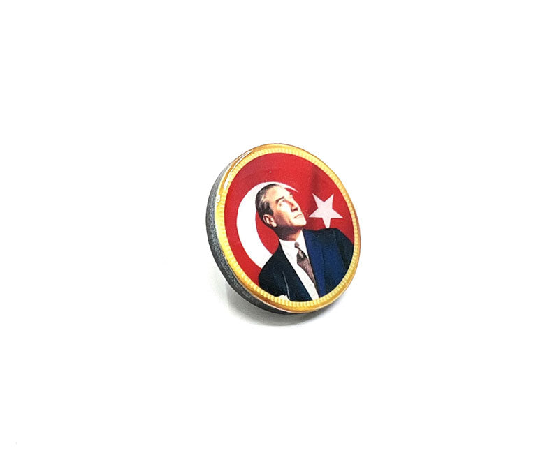 Yuvarlak Atatürk Rozeti - Akrilik