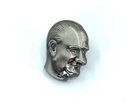 Gülen Atatürk Rozet - Antik Gümüş Rengi