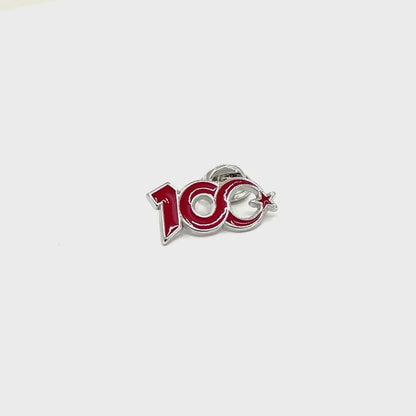 100. Yıl Logolu Rozet, 25mm - Gümüş Rengi